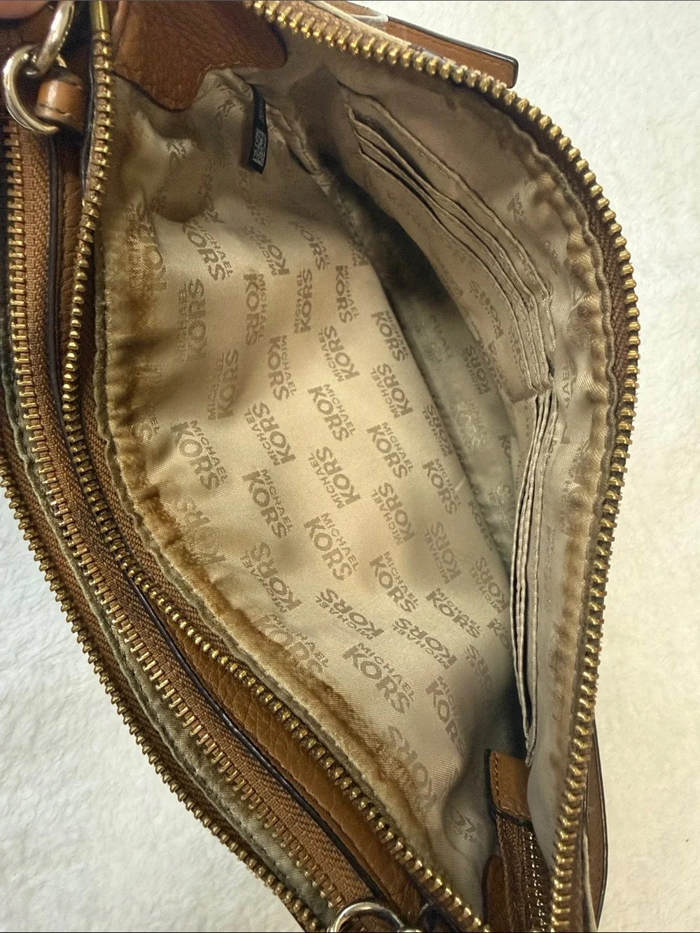 Michael Kors Tan Pebbled Leather Crossbody with Gold Hardware